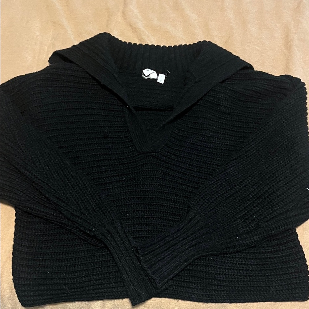 Elan Black Textured Knit Top